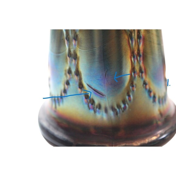 Antique Imperial Carnival Glass Vase Electric Blue/Purple Iridescent Carnival 8' - Picture 7 of 10